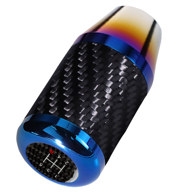 Brand New Universal 5 Speed Car Gear Manuel Stick Real Carbon Fiber / Burnt Blue Shift Knob M8 M10 M12