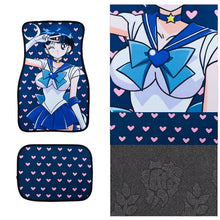 Load image into Gallery viewer, Brand New 4PCS UNIVERSAL ANIME SAILOR MERCURY Racing Fabric Car Floor Mats Interior Carpets