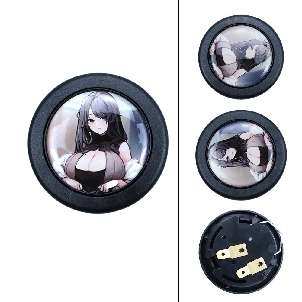 Brand New Universal Anime Hentai Car Horn Button Black Steering Wheel Center Cap