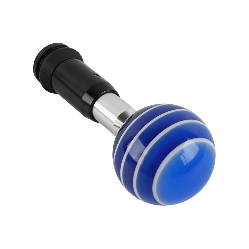 Brand New Jdm Universal Glossy Blue W/White Stripes Round Ball Automatic Shift Knob Shifter