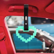 Load image into Gallery viewer, Brand New Minecraft Heart Teal (Glows in the Dark) JDM TSURIKAWA Ring Subway Train Bus Black Handle Strap Charm Drift