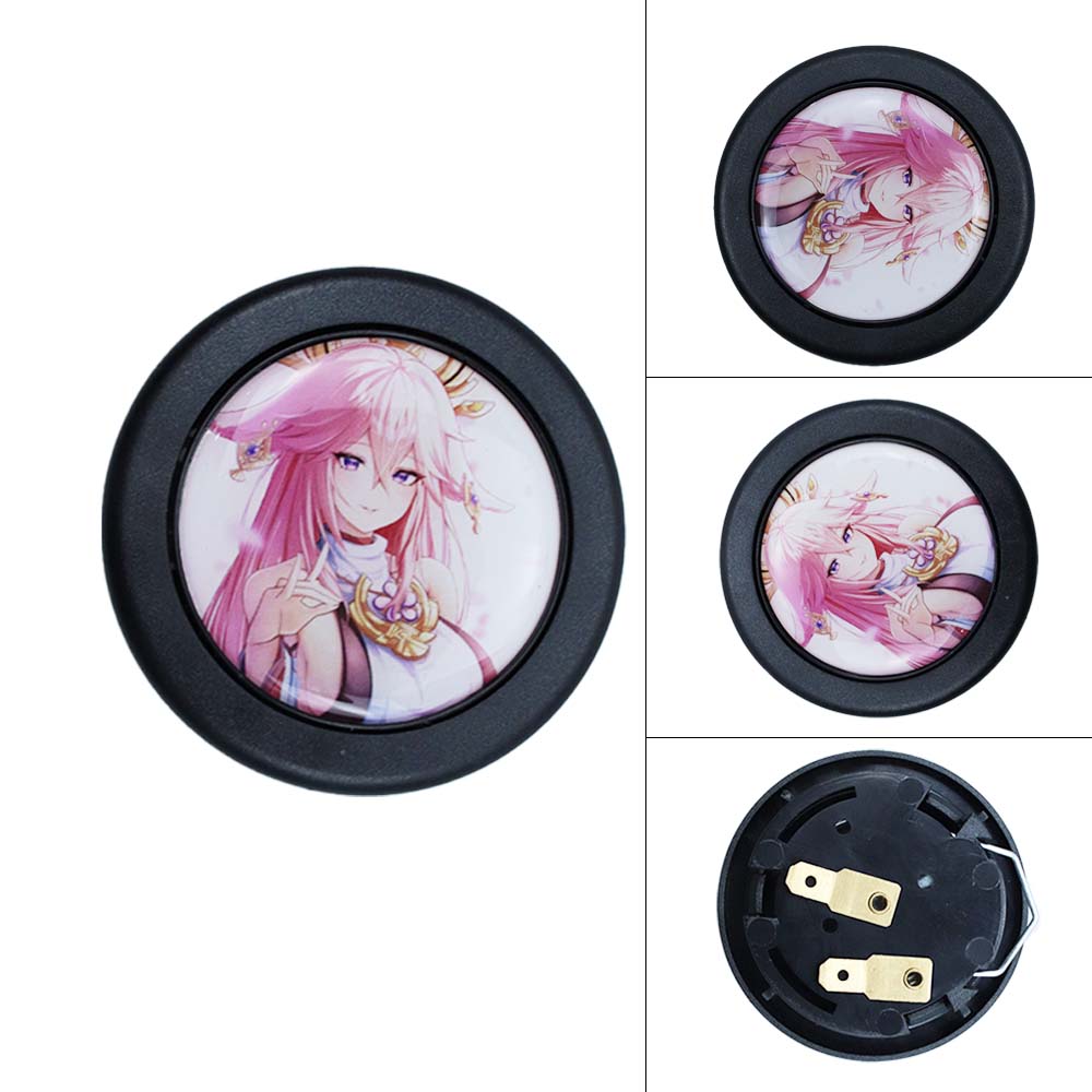 Brand New Universal Anime Hentai Car Horn Button Black Steering Wheel Center Cap