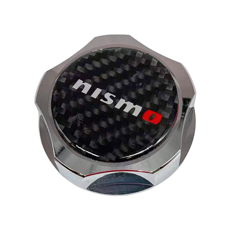 Brand New Jdm Chrome Engine Oil Cap With Real Carbon Fiber Nismo Sticker Emblem For Nissan