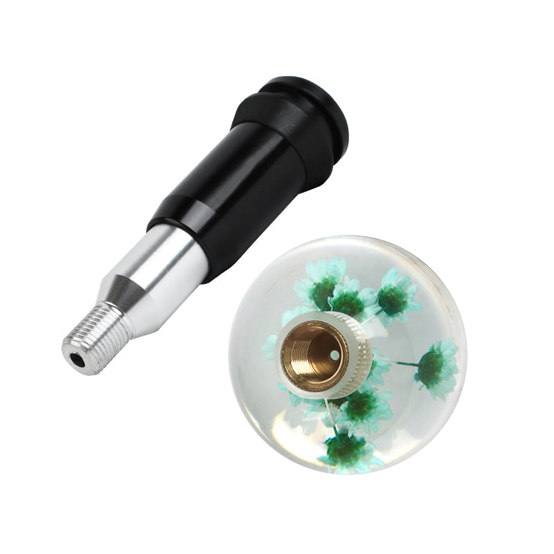 Brand New Universal Round Ball Crystal Clear Green Flowers Automatic Gear Shift Knob Shifter