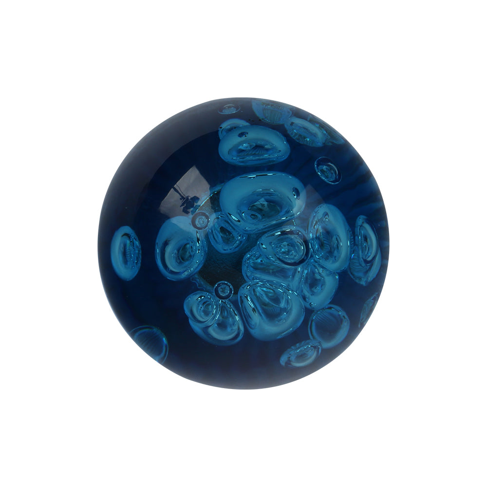 BRAND NEW UNIVERSAL V2 CRYSTAL BUBBLE BLUE ROUND BALL SHIFT KNOB MANUAL CAR RACING GEAR UNIVERSAL