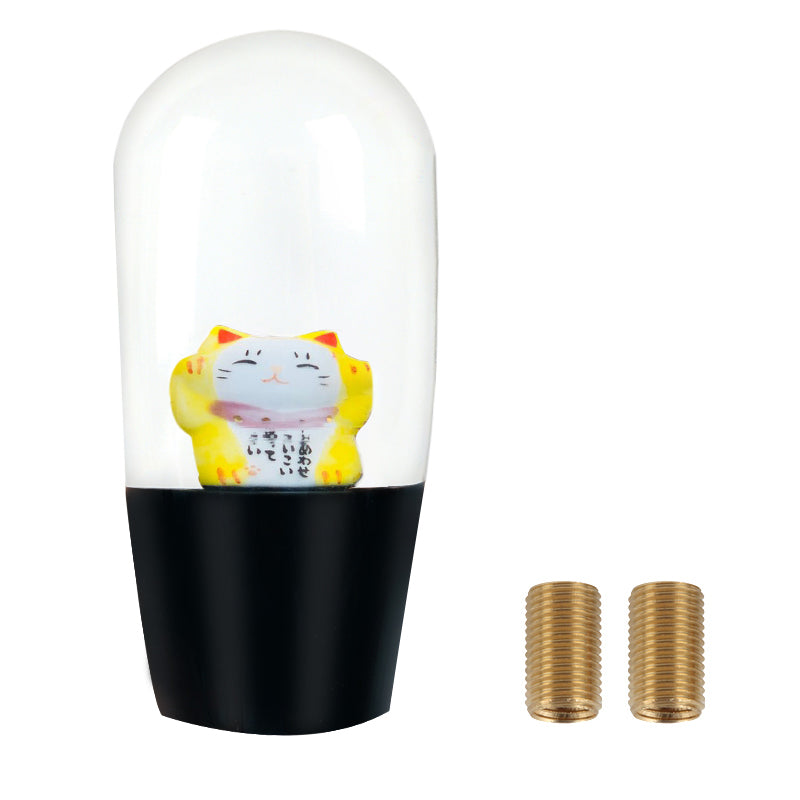 Brand New Universal JDM Yellow Lucky Cat Maneki Noko Fortune Manual Stick Gear Shift Knob M8 M10 M12