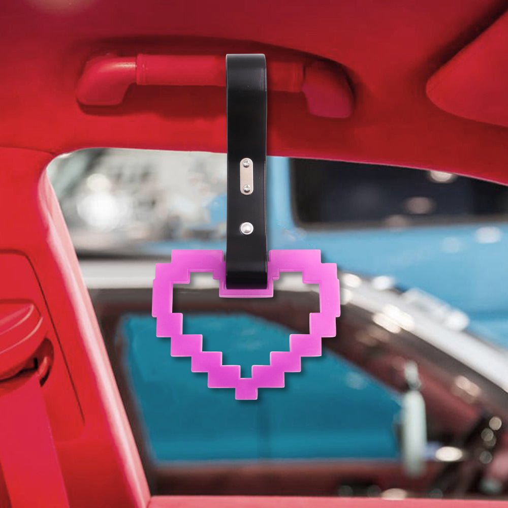 Brand New Minecraft Heart Purple (Glows in the Dark) JDM TSURIKAWA Ring Subway Train Bus Black Handle Strap Charm Drift