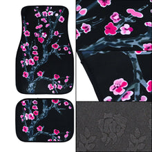 Load image into Gallery viewer, Brand New Universal 4PCS SAKURA FLOWER Racing Black Fabric Car Floor Mats Interior Carpets