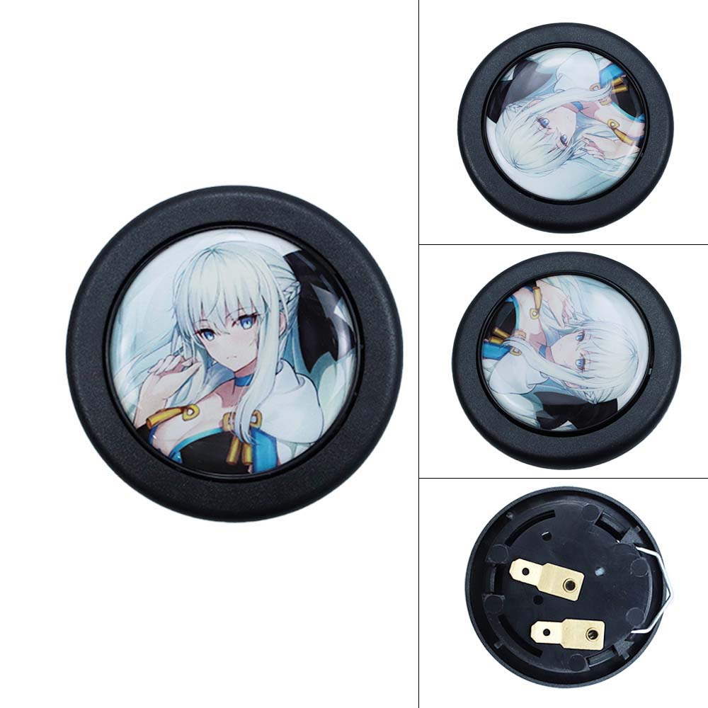 Brand New Universal Anime Hentai Car Horn Button Black Steering Wheel Center Cap