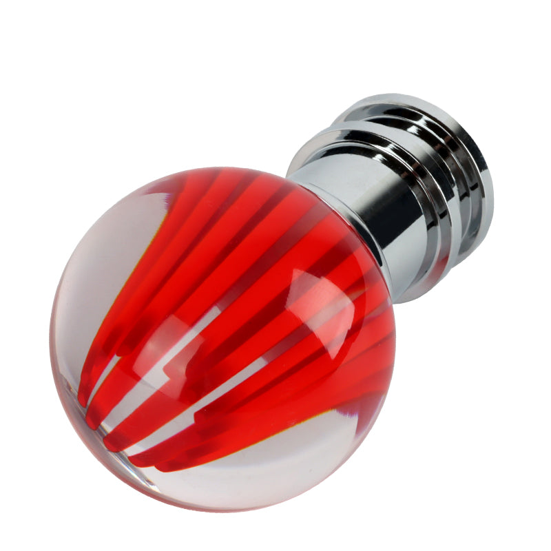 Brand New Universal Jdm Round Ball Crystal Clear Red Stripes Manual Car Racing Gear Shift Knob Shifter M12 M10 M8