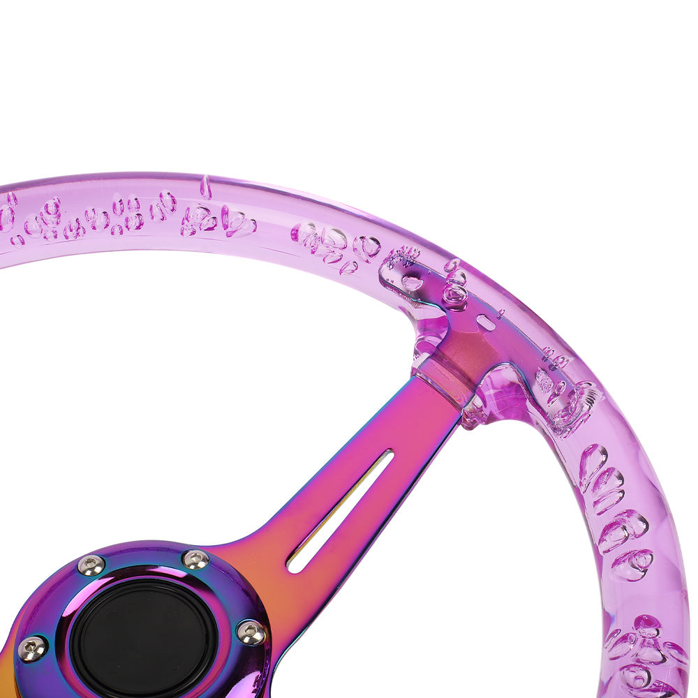 Brand New Universal 6-Hole 350mm Deep Dish Vip Purple Crystal Bubble Neo Spoke Steering Wheel