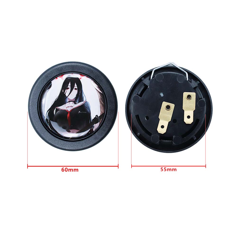 Brand New Universal Anime Hentai Car Horn Button Black Steering Wheel Center Cap