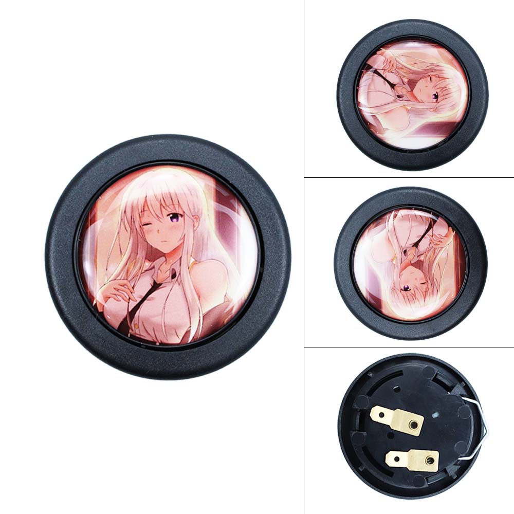 Brand New Universal Anime Hentai Car Horn Button Black Steering Wheel Center Cap