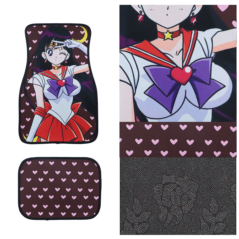 Brand New 4PCS UNIVERSAL ANIME SAILOR MARS Racing Fabric Car Floor Mats Interior Carpets