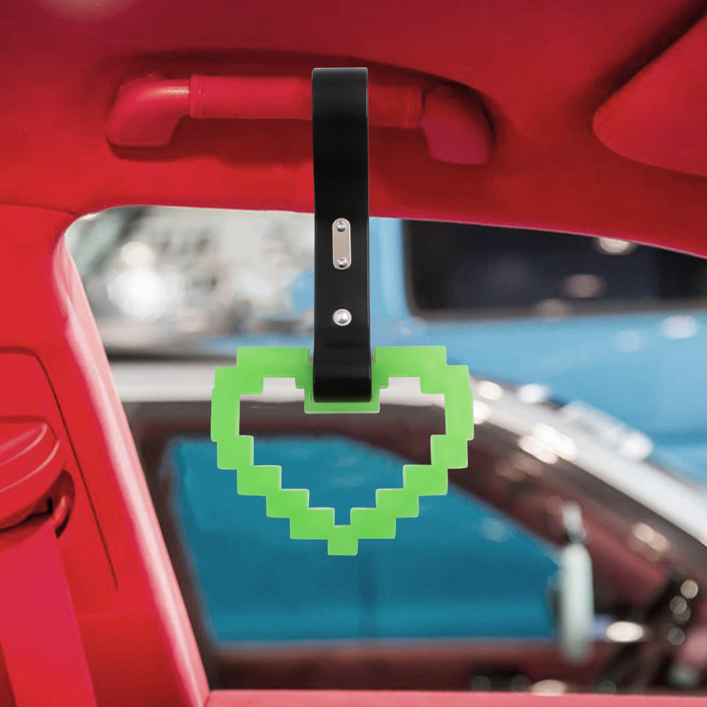 Brand New Minecraft Heart Green (Glows in the Dark) JDM TSURIKAWA Ring Subway Train Bus Black Handle Strap Charm Drift