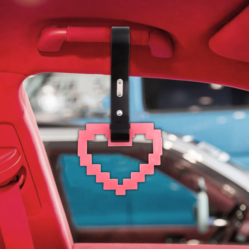 Brand New Minecraft Heart Pink (Glows in the Dark) JDM TSURIKAWA Ring Subway Train Bus Black Handle Strap Charm Drift