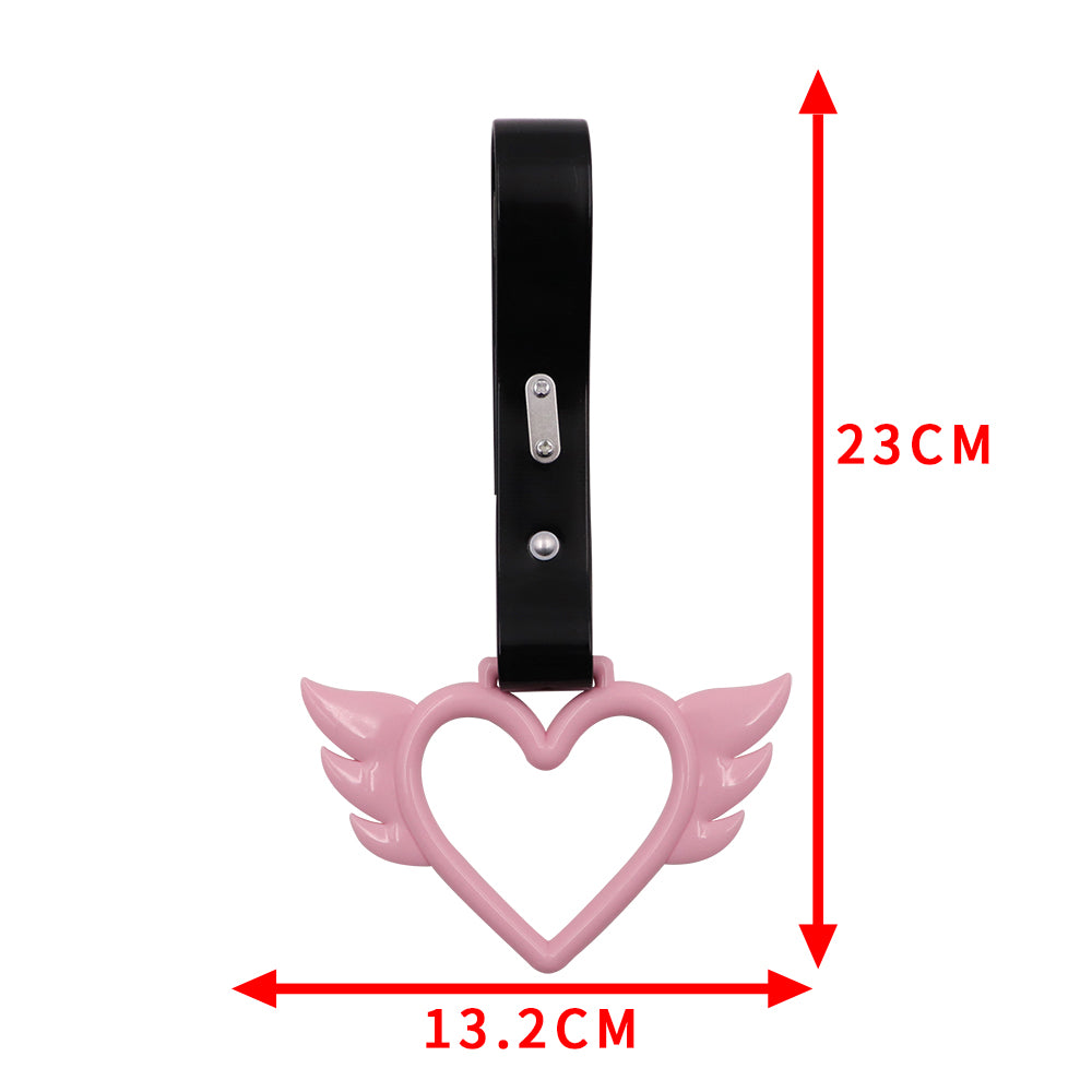 Brand New Angel Wing Heart Pink JDM TSURIKAWA Ring Subway Train Bus Handle Black Strap Charm Drift