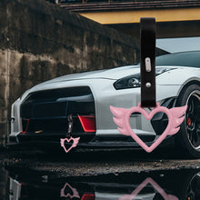 Load image into Gallery viewer, Brand New Angel Wing Heart Pink JDM TSURIKAWA Ring Subway Train Bus Handle Black Strap Charm Drift