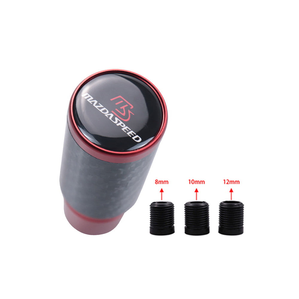 Brand New Universal Mazdaspeed Red Real Carbon Fiber Racing Gear Stick Shift Knob For MT Manual M12 M10 M8