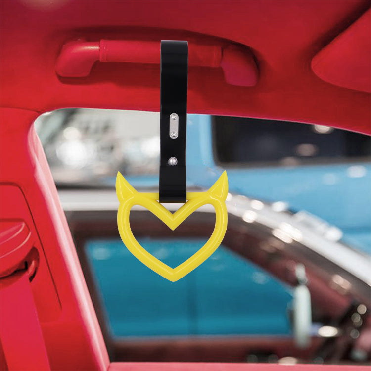 Brand New Devil Demon Heart Yellow JDM TSURIKAWA Ring Subway Train Bus Handle Strap Charm Drift