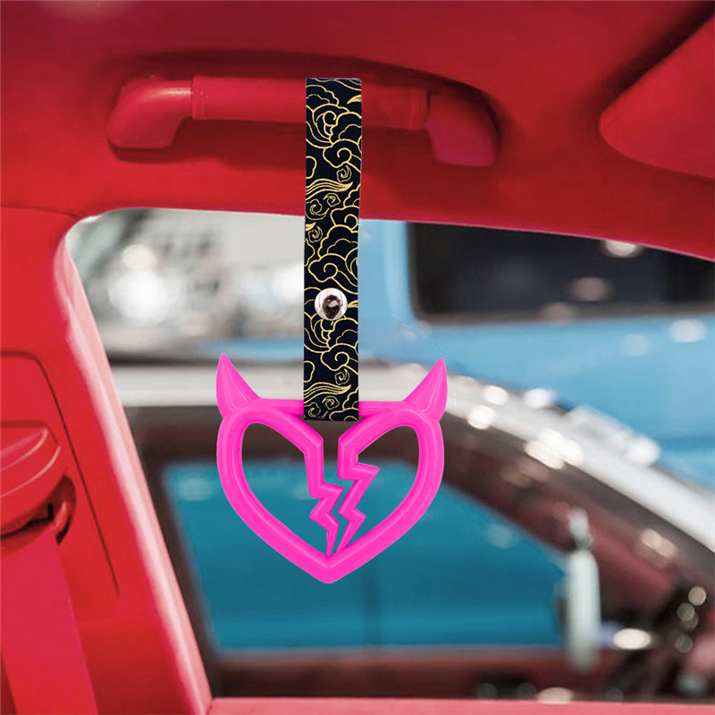 Brand New V3 Devil Broken Heart Pink JDM TSURIKAWA Subway Bus Handle Strap Charm Drift