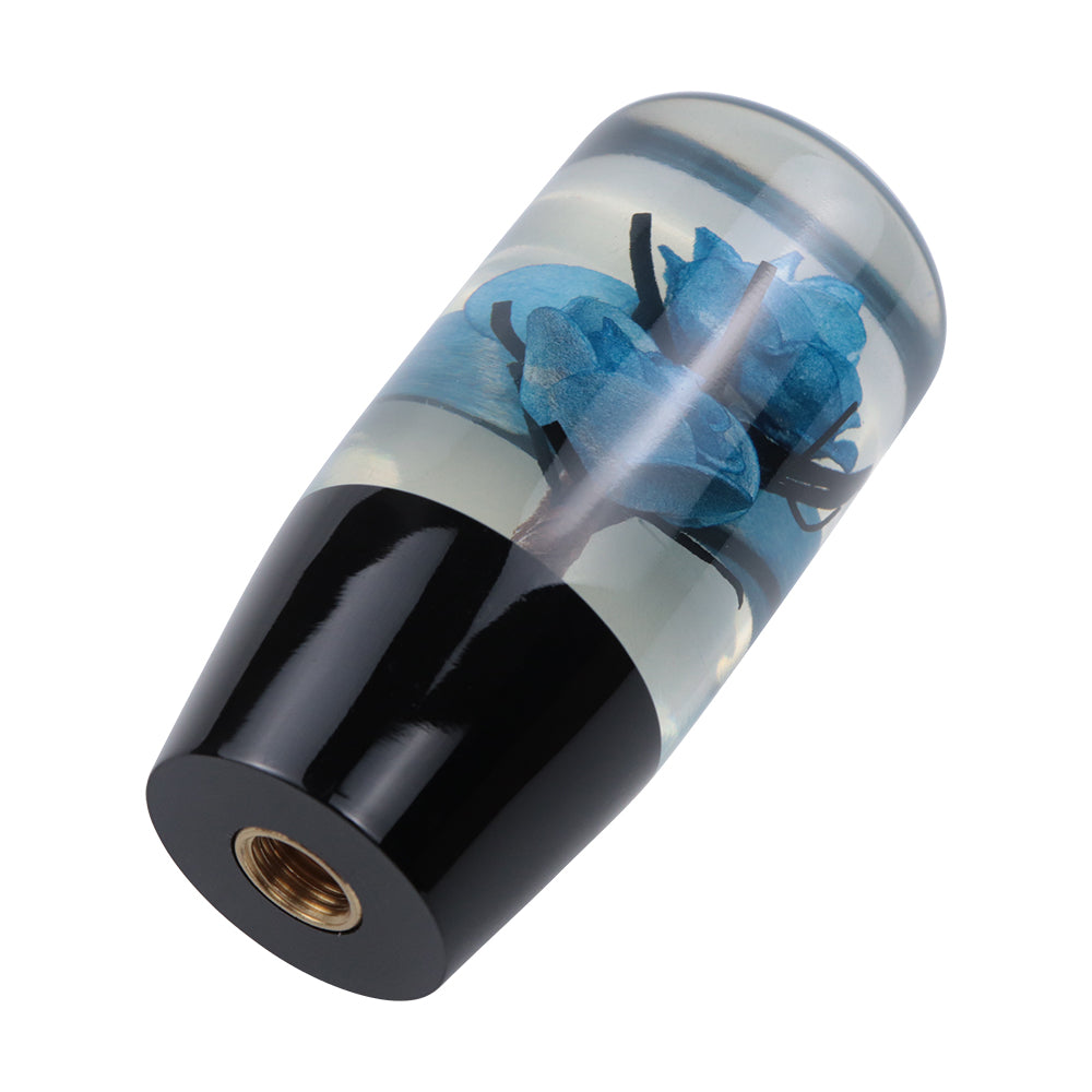 Brand New 1PCS Universal 10CM JDM Clear Blue Real Flowers Manual Car Black Base Racing Stick Shift Knob M8 M10 M12