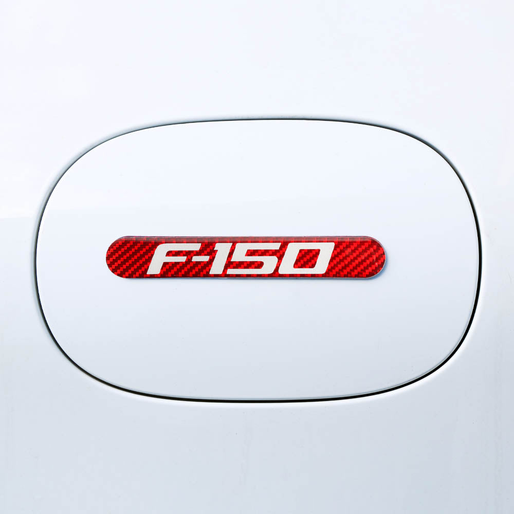 Brand New 2PCS F150 Real Carbon Fiber Red Car Trunk Side Fenders Door Badge Scratch Guard Sticker