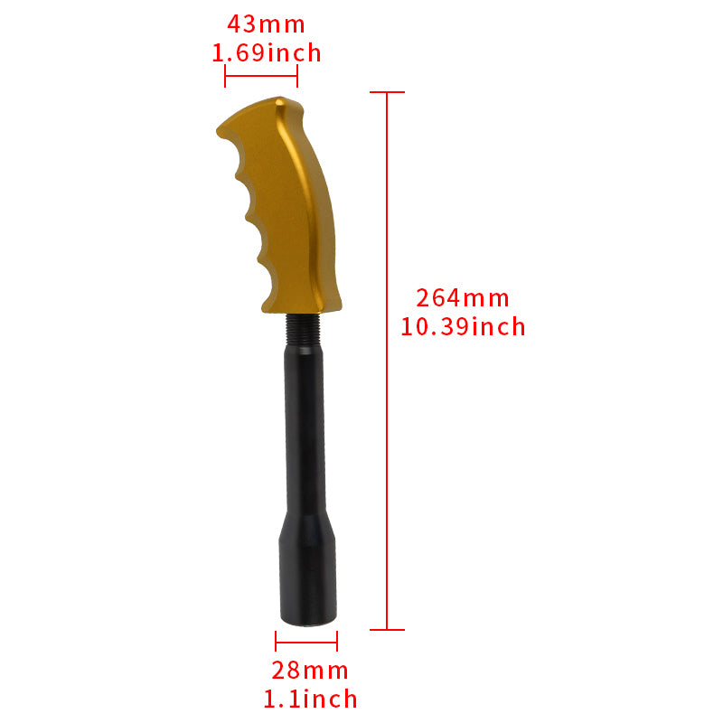 Brand New Gold Aluminum Slotted Pistol Grip Handle Manuel Gear Stick Shift Knob M8 M10 M12 & Black Shifter Extender Extension