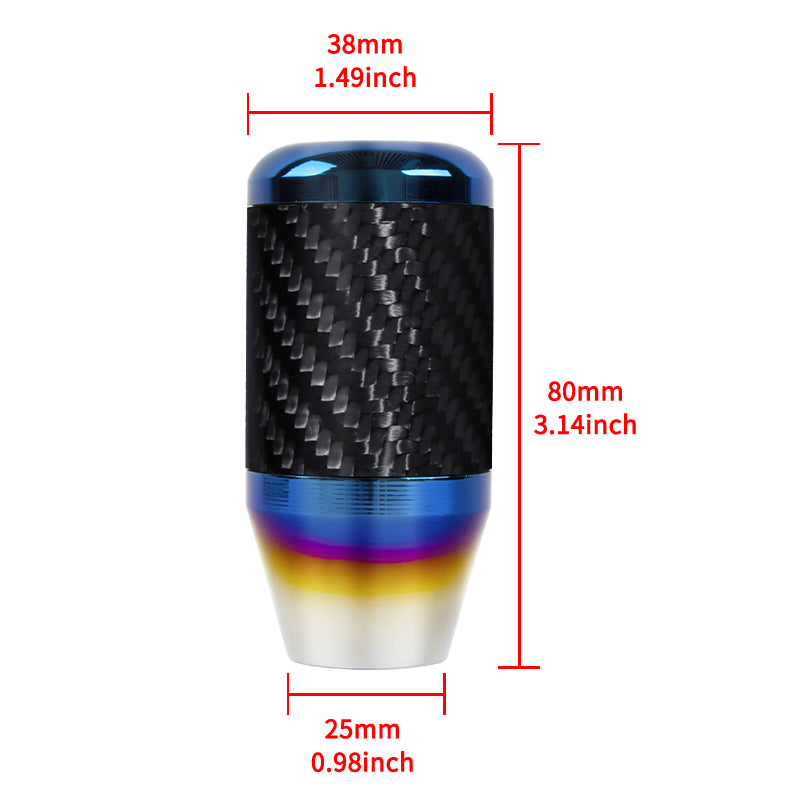 Brand New Universal Bride Car Gear Manuel Stick Real Carbon Fiber / Burnt Blue Shift Knob M8 M10 M12