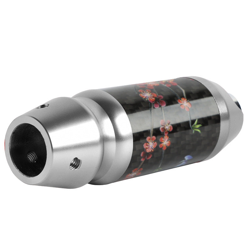 Brand New Universal Sakura Flowers Real Carbon Fiber Silver Aluminum Automatic Transmission Racing Gear Shift Knob