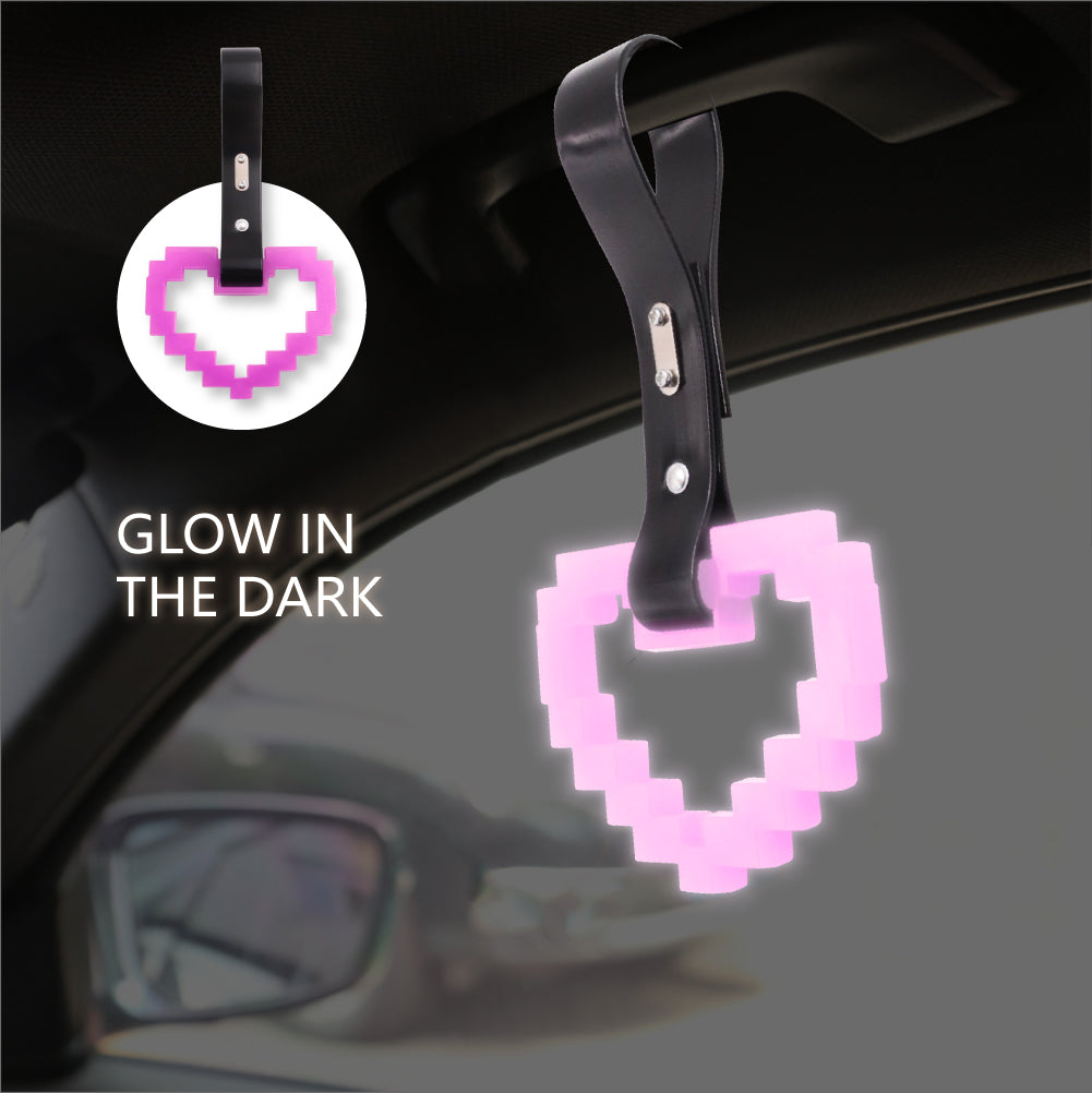 Brand New Minecraft Heart Purple (Glows in the Dark) JDM TSURIKAWA Ring Subway Train Bus Black Handle Strap Charm Drift