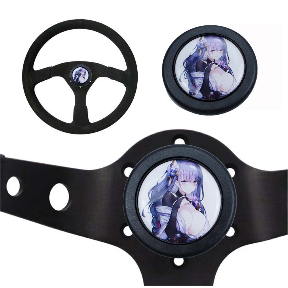 Brand New Universal Anime Hentai Car Horn Button Black Steering Wheel Center Cap