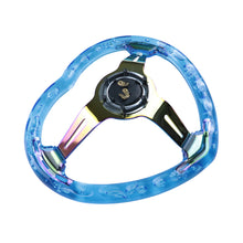 Load image into Gallery viewer, Brand New Universal 6-Hole 350MM Heart Blue Deep Dish Vip Crystal Bubble Neo Spoke Steering Wheel