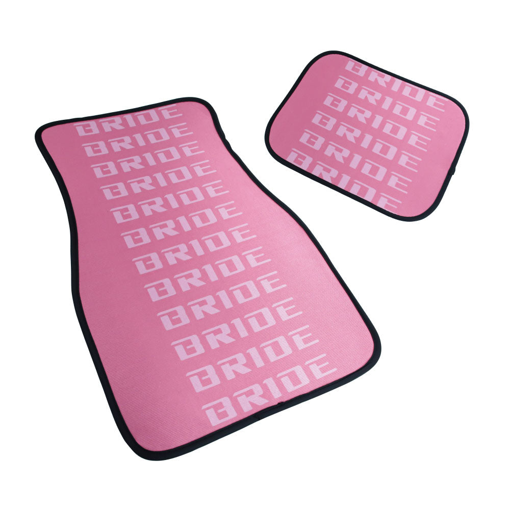 Brand New 4PCS UNIVERSAL BRIDE PINK Racing Fabric Car Floor Mats Interior Carpets