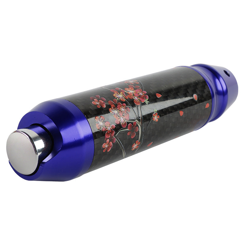 Brand New Sakura Flowers Universal Real Carbon Fiber Blue Aluminum Automatic Transmission Racing Gear Shift Knob