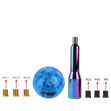 Load image into Gallery viewer, BRAND NEW UNIVERSAL V2 CRYSTAL BUBBLE BLUE ROUND BALL SHIFT KNOB MANUAL CAR RACING GEAR M8 M10 M12 &amp; Neo Chrome Shifter Extender Extension