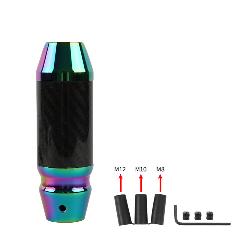 Brand New Universal Real Carbon Fiber Neo Chrome Aluminum Automatic Transmission Racing Gear Shift Knob