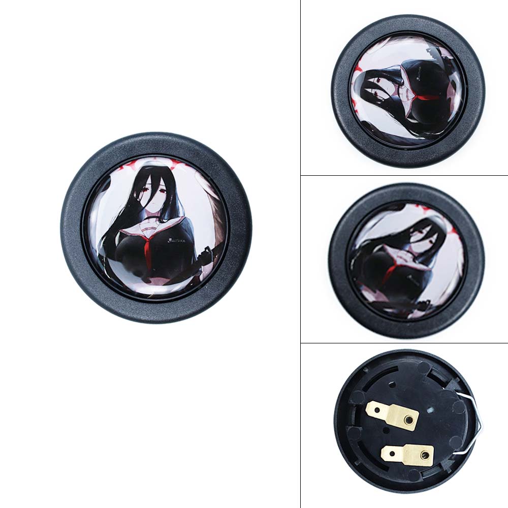 Brand New Universal Anime Hentai Car Horn Button Black Steering Wheel Center Cap