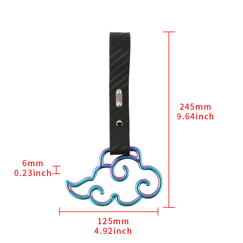 Brand New Cloud Shaped Neo Chrome JDM TSURIKAWA Ring Subway Train Bus Carbon Fiber Handle Strap Charm Drift