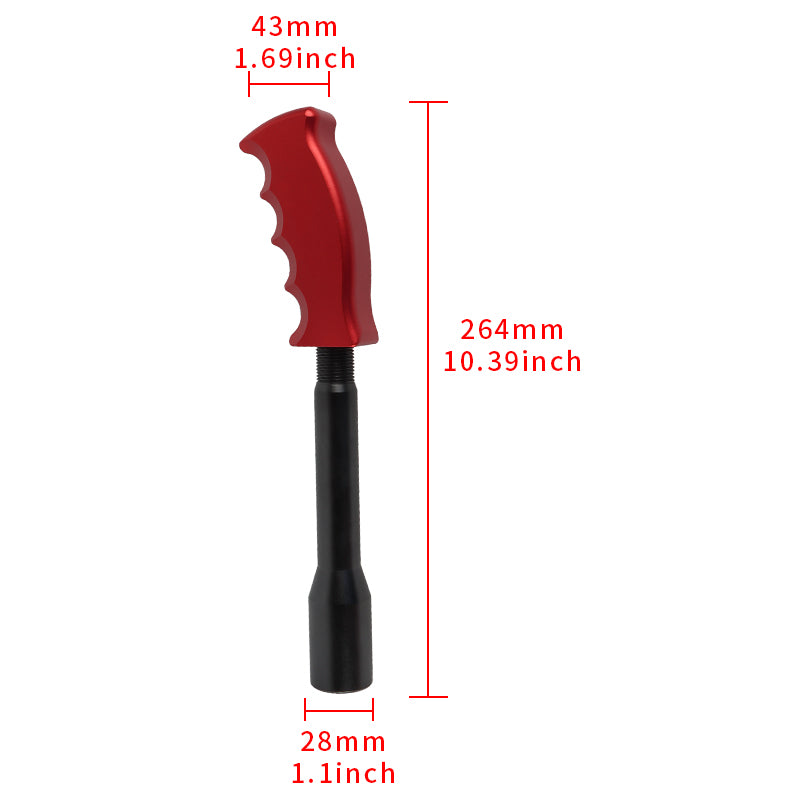 Brand New Universal Red Aluminum Slotted Pistol Grip Handle Manuel Gear Stick Shift Knob M8 M10 M12 & Black Shifter Extender Extension