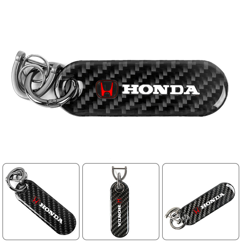 Brand New Universal 100% Real Carbon Fiber Keychain Key Ring For Honda