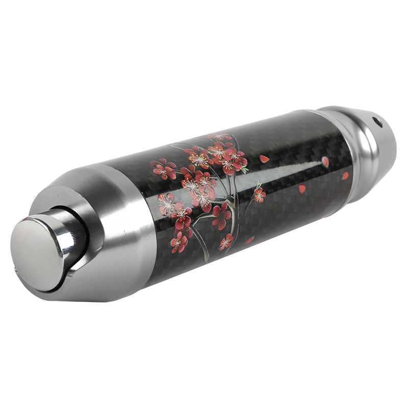 Brand New Sakura Flowers Universal Real Carbon Fiber Silver Aluminum Automatic Transmission Racing Gear Shift Knob