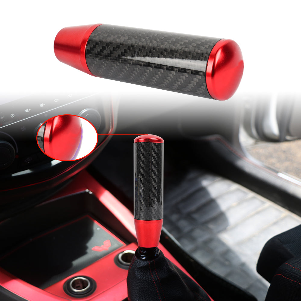 Brand New Universal Red Carbon Fiber Manual Gear Stick Shift Knob Lever Shifter 13cm