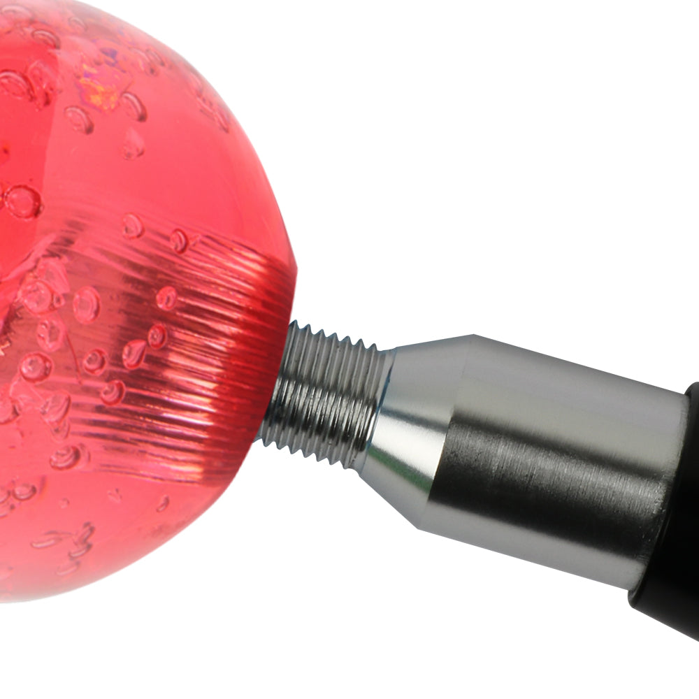 Brand New Universal Crystal Bubble Red Round Ball Automatic Transmission Shift Knob W/ Adapter