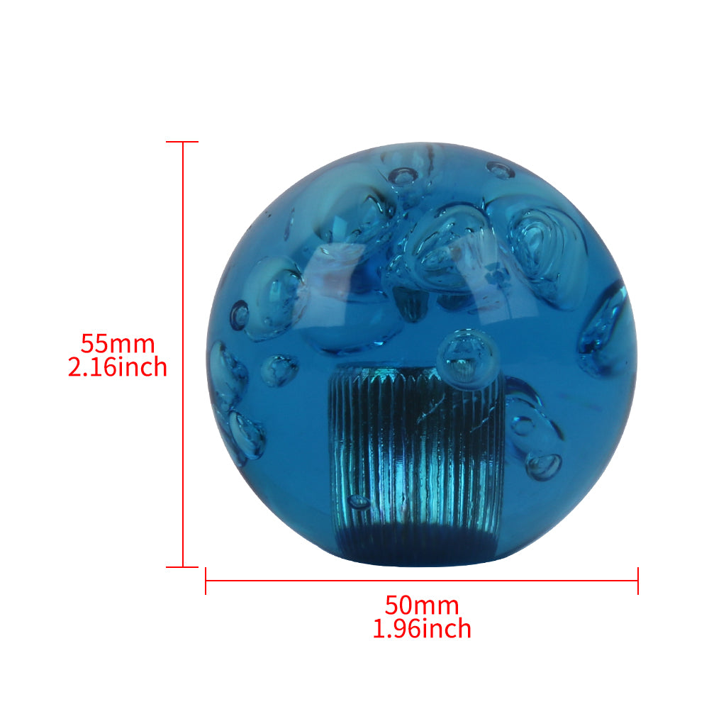 BRAND NEW UNIVERSAL V2 CRYSTAL BUBBLE BLUE ROUND BALL SHIFT KNOB MANUAL CAR RACING GEAR UNIVERSAL