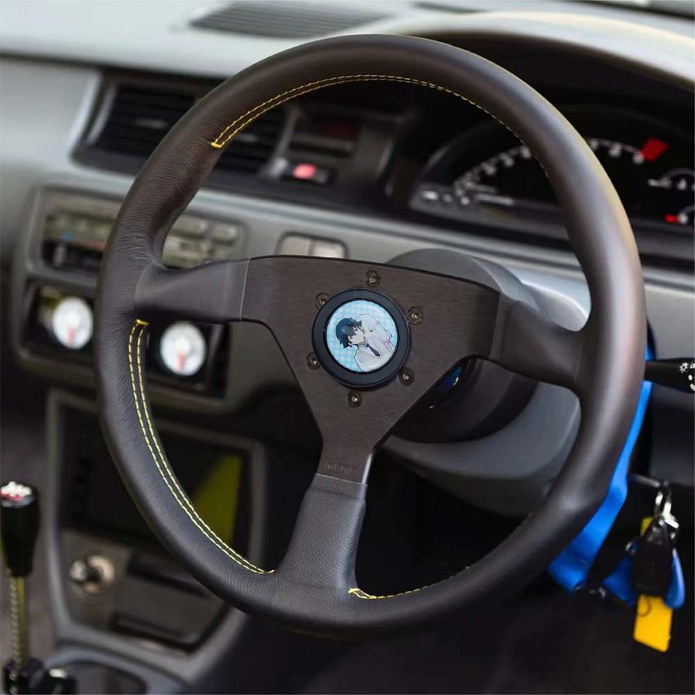 Brand New Universal Anime Hentai Car Horn Button Black Steering Wheel Center Cap