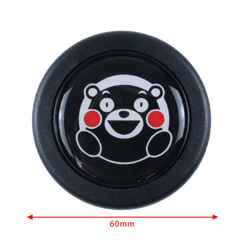 Brand New Universal JDM Anime Kumamon Car Horn Button Black Steering Wheel Center Cap