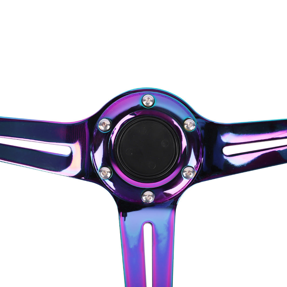 Brand New Universal 6-Hole 350mm Deep Dish Vip Clear Crystal Bubble Neo Spoke Steering Wheel