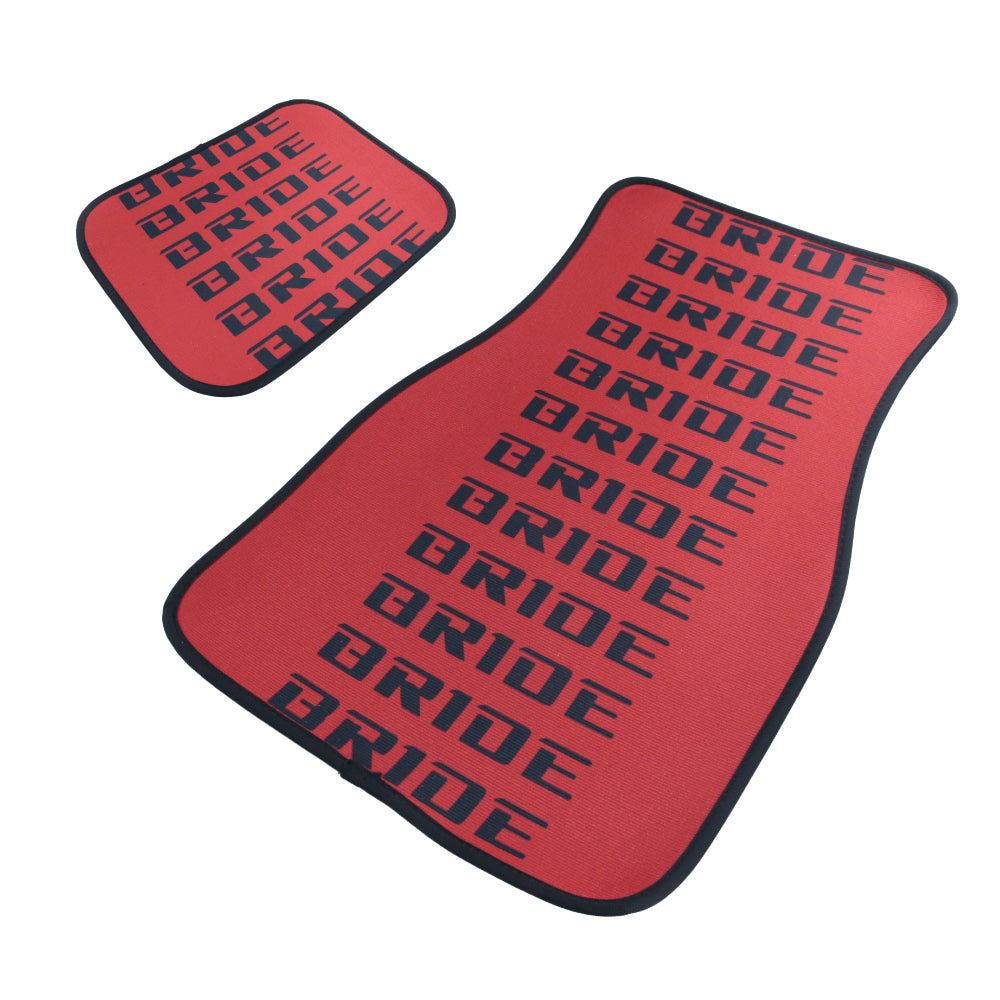 Brand New 4PCS UNIVERSAL BRIDE RED/BLACK Racing Fabric Car Floor Mats Interior Carpets