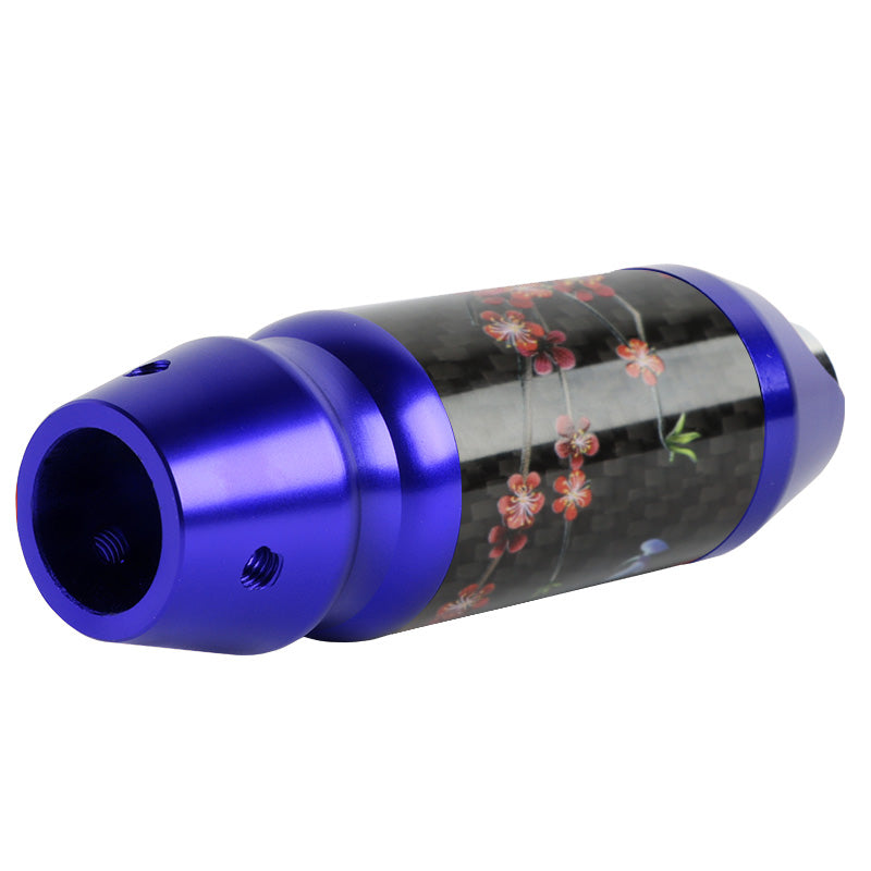 Brand New Universal Sakura Flowers Real Carbon Fiber Blue Aluminum Automatic Transmission Racing Gear Shift Knob